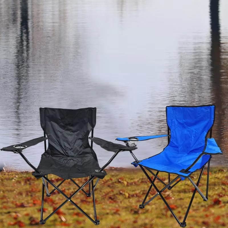 Portable Folding Outdoor Chair with Armrest, Backrest and Cup Holder