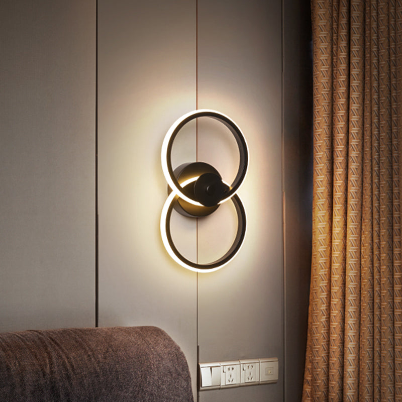 Ring Flush Mount Wall Lamp Minimalistic Acrylic Black/White LED Wall Lighting Ideas in Warm/White Light