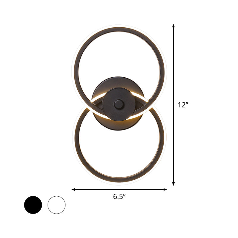 Ring Flush Mount Wall Lamp Minimalistic Acrylic Black/White LED Wall Lighting Ideas in Warm/White Light