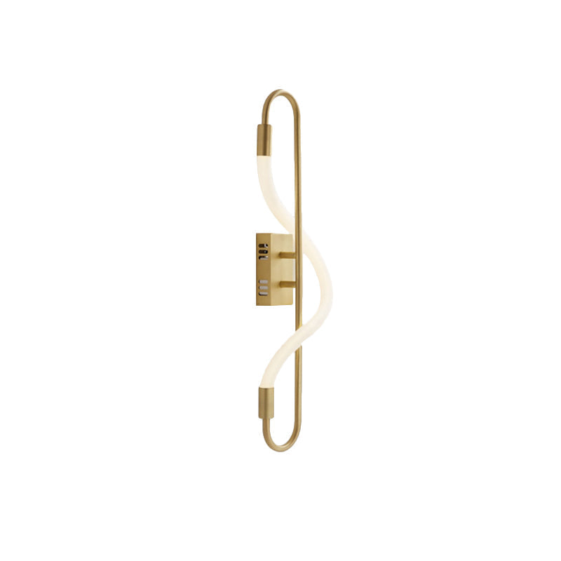 Simple LED wall lighting ideas Gold finish rectangular wall light with tube acrylic diffuser