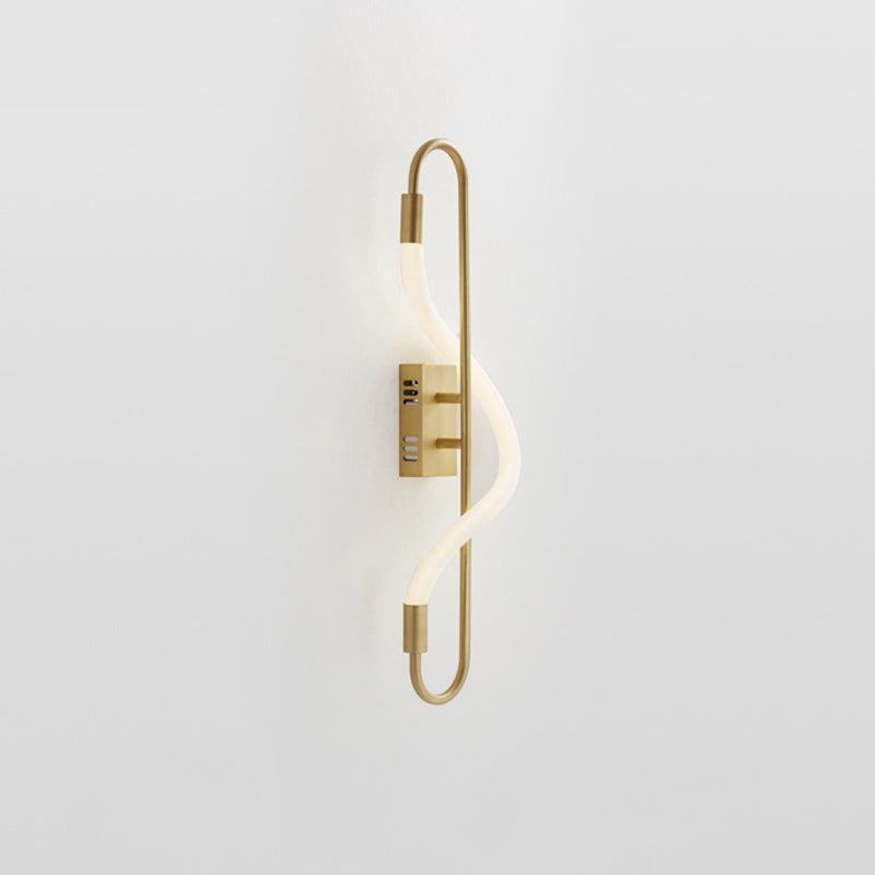 Simple LED wall lighting ideas Gold finish rectangular wall light with tube acrylic diffuser
