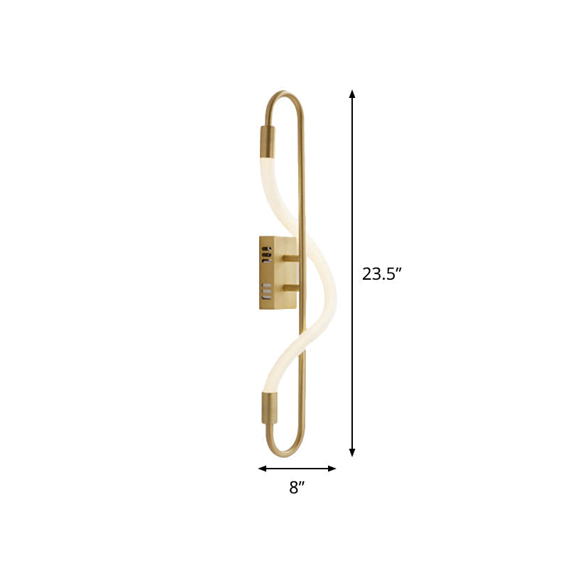 Simple LED wall lighting ideas Gold finish rectangular wall light with tube acrylic diffuser