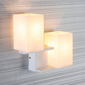 Opal Frosted Glass Rectangle Wall Light Nordic Style 2 Lamps White/Black Wall Mounted Light Fixture