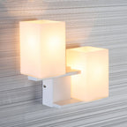 Opal Frosted Glass Rectangle Wall Light Nordic Style 2 Lamps White/Black Wall Mounted Light Fixture