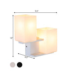 Opal Frosted Glass Rectangle Wall Light Nordic Style 2 Lamps White/Black Wall Mounted Light Fixture
