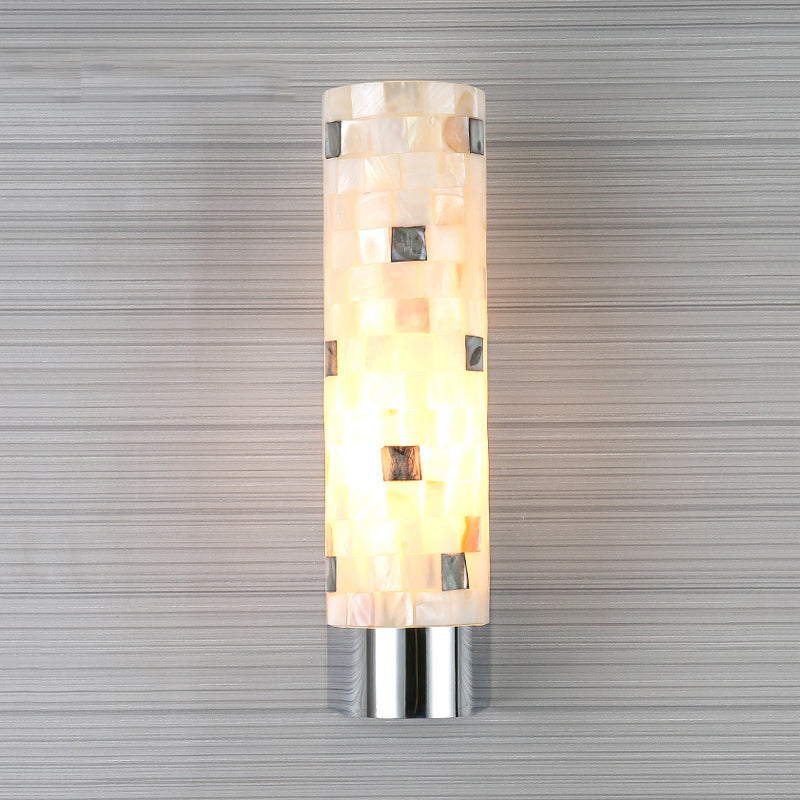 Puzzled Work Column Wall Lamp Modern Shell 1 Head Bathroom Spotlight Lighting in Chrome