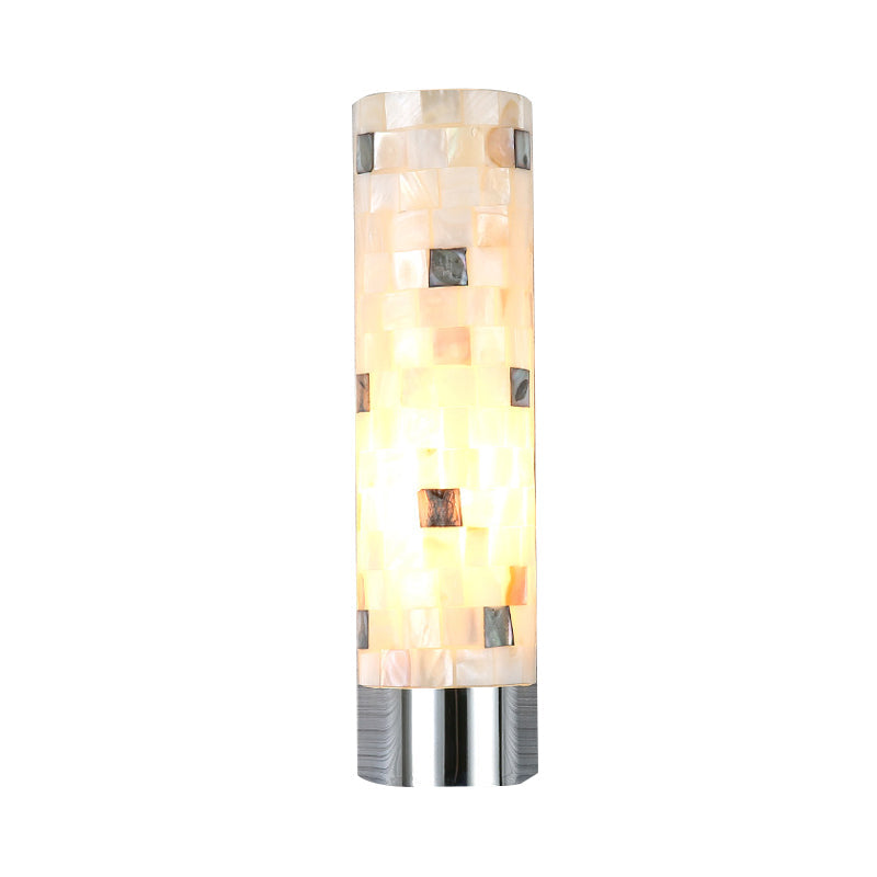 Puzzled Work Column Wall Lamp Modern Shell 1 Head Bathroom Spotlight Lighting in Chrome