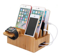 Tekavo ChargeDock Charging Station made of Bamboo | 5-Port USB & Organizer | For Smartphone, Tablet & Smartwatch | Incl. Cable Set