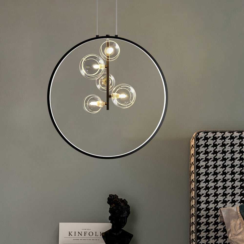 Minimalist Glass Ball Pendant Light Black