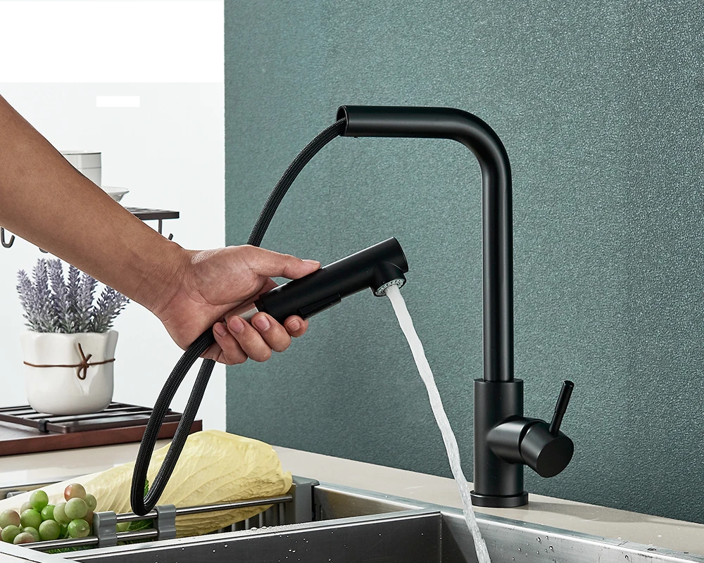 FlexiJet Black extendable kitchen faucet