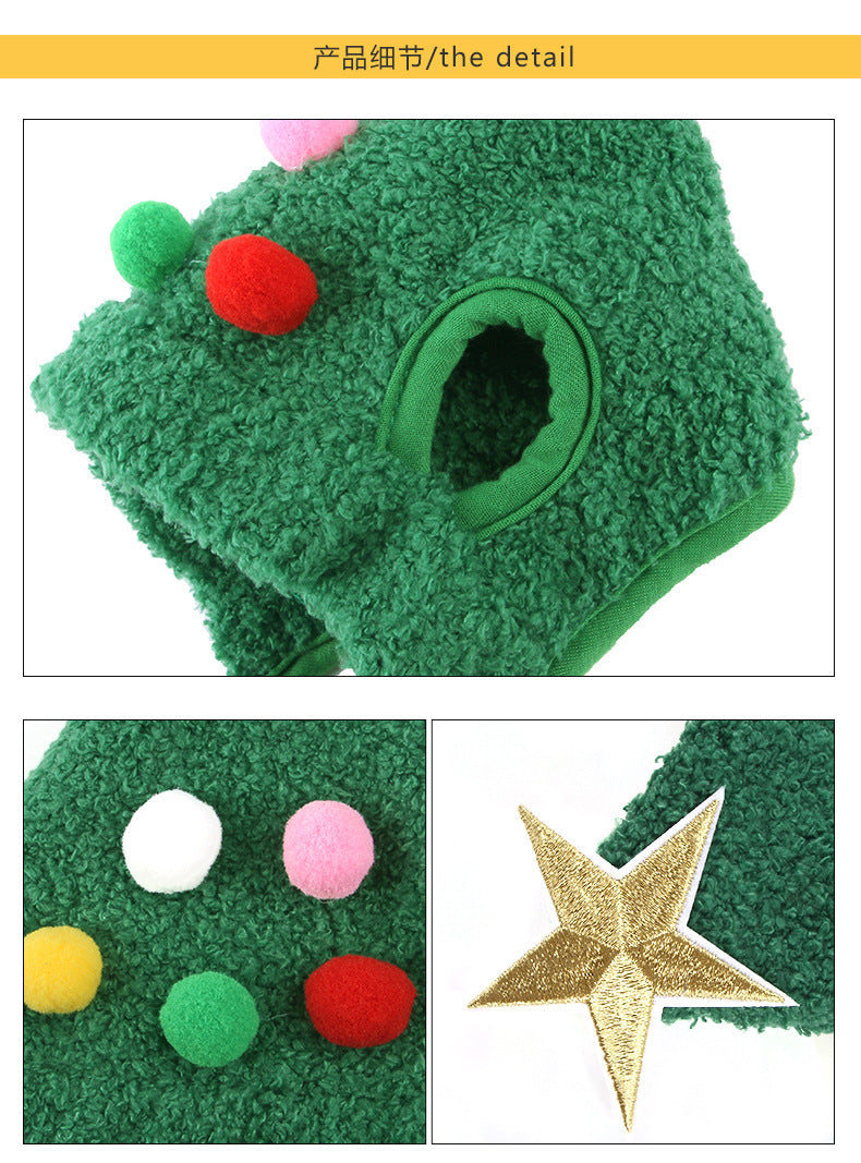 Christmas Pet Hat with Fluff and Golden Edge