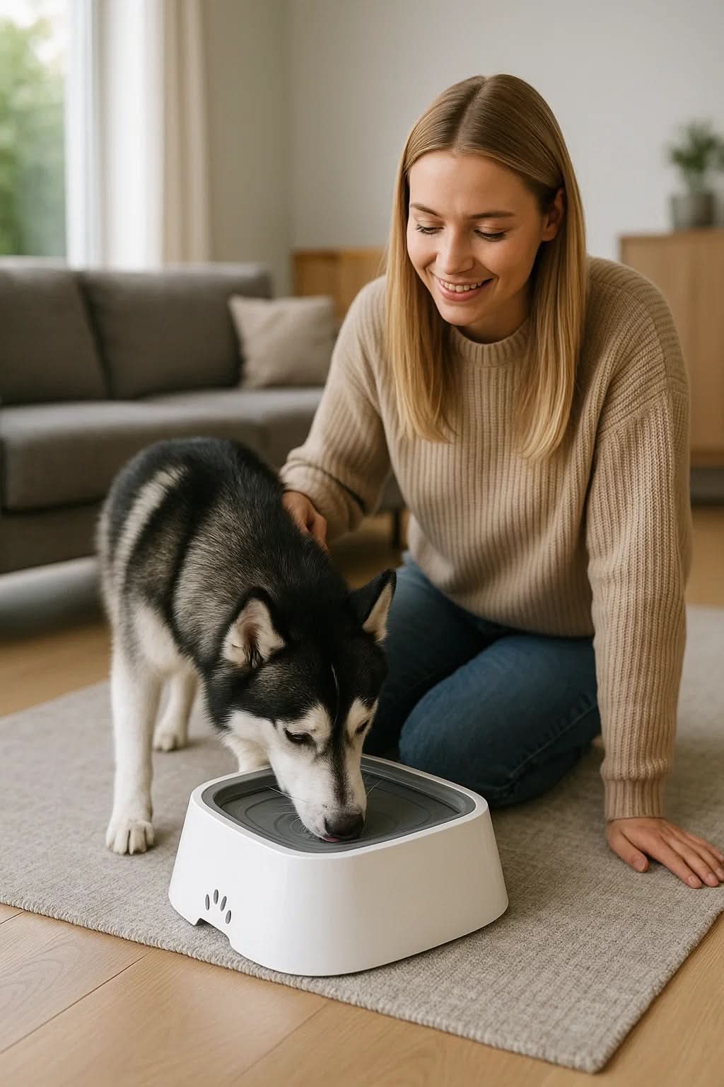 Water Bowl with Anti-Spill Function & Floating Disc