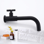 Contemporary Wall-Mounted Bathroom Faucet Cross Handles Stainless Steel Faucet