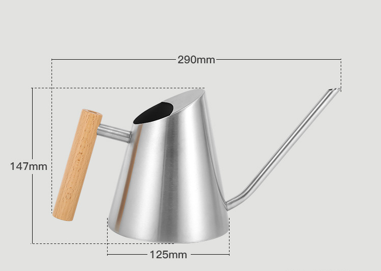 Modern watering can with wooden handle – Stylish watering can for plants in the garden