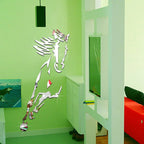 Galloping Horse Wall Decoration, 3D Acrylic Modern Mirror Horse Wall Sticker