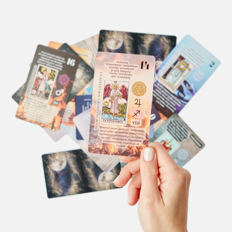 Learning cards Tarot deck with meanings on it