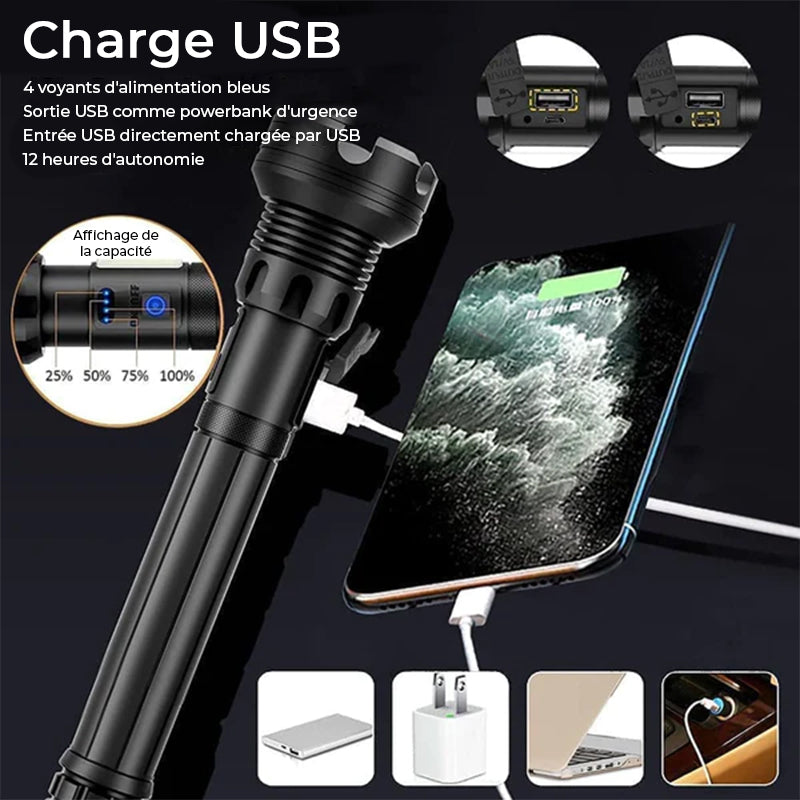 Tactical rechargeable laser LED flashlight
