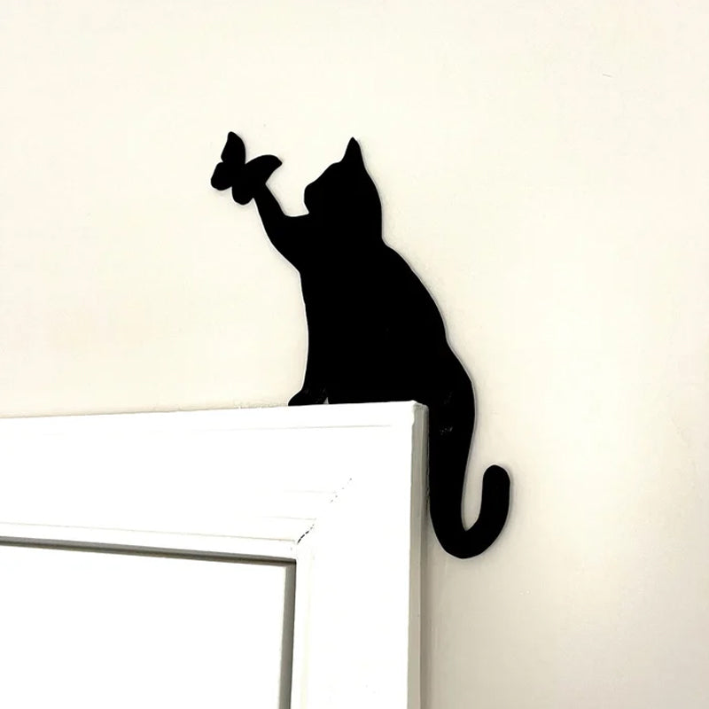 Black Cat Door Corner Sign Decoration