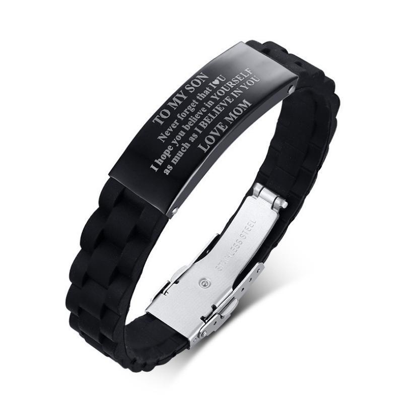 Silicone bracelet with stainless steel plate