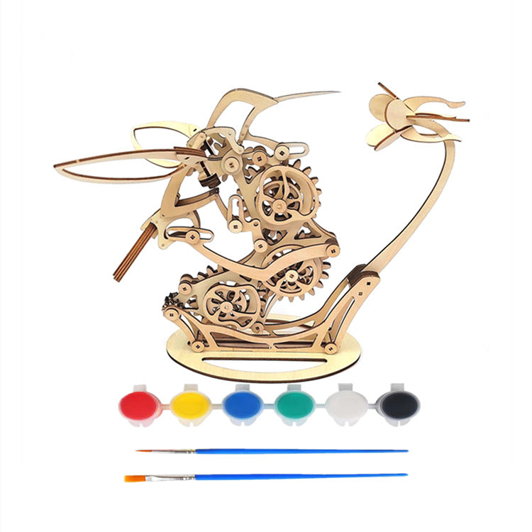 Wood kinetic hummingbird sculpture