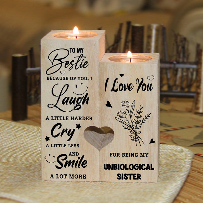 Smile A Lot More - Wooden Candle Holder with Candle Gift for Your Loved Ones