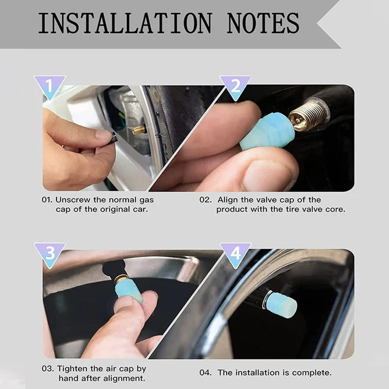 Universal fluorescent tire valve caps (4 PCS/Set)