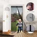 Magnetic Fly Screen Door with Continuous Hook and Loop Fastener