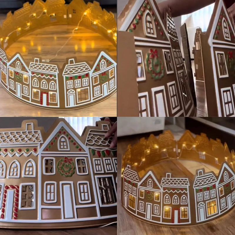 LED Gingerbread House Christmas Tree Collar Tree Skirt