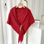 Triangular Knit Scarf with Leather Loop