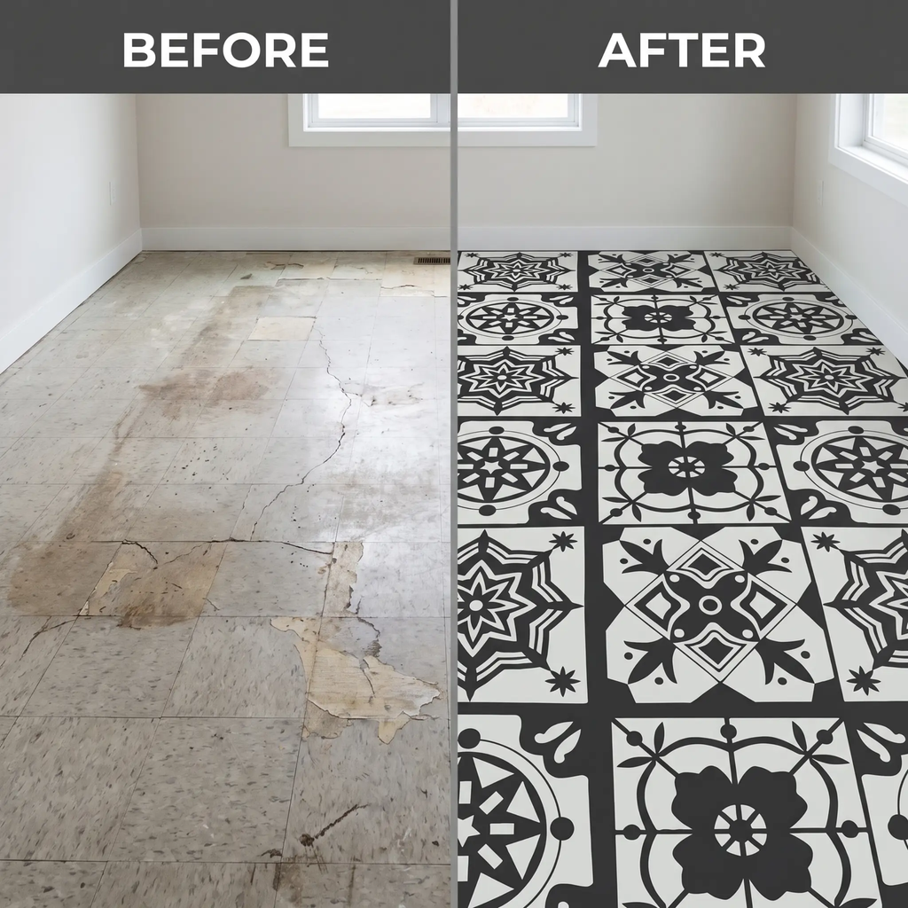 Peel and Stick PVC Flooring Matt Vinyl Flooring with Stone Look