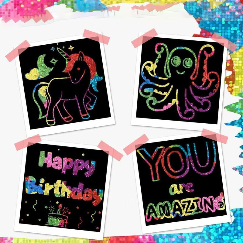 【100 sheets/1 set】DIY Rainbow Magic Scratch Paper Art Set