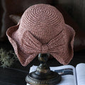 Retro Folding Straw Hat with Bow