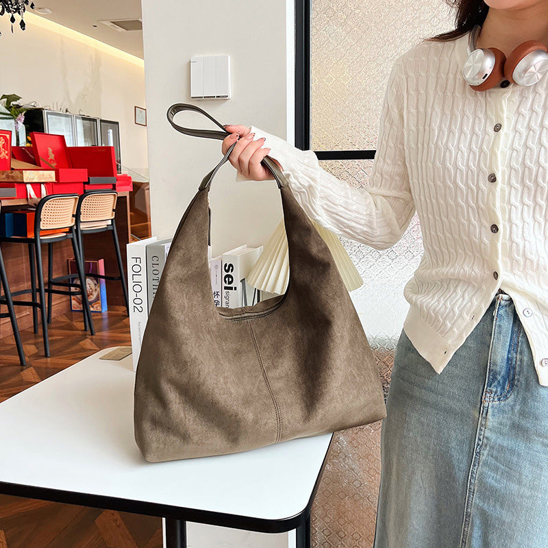 Suede messenger bag with large capacity