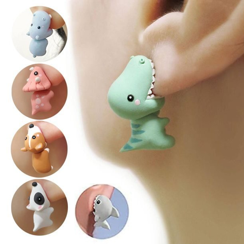 Cute Animal Bite Earrings, 1 Pair