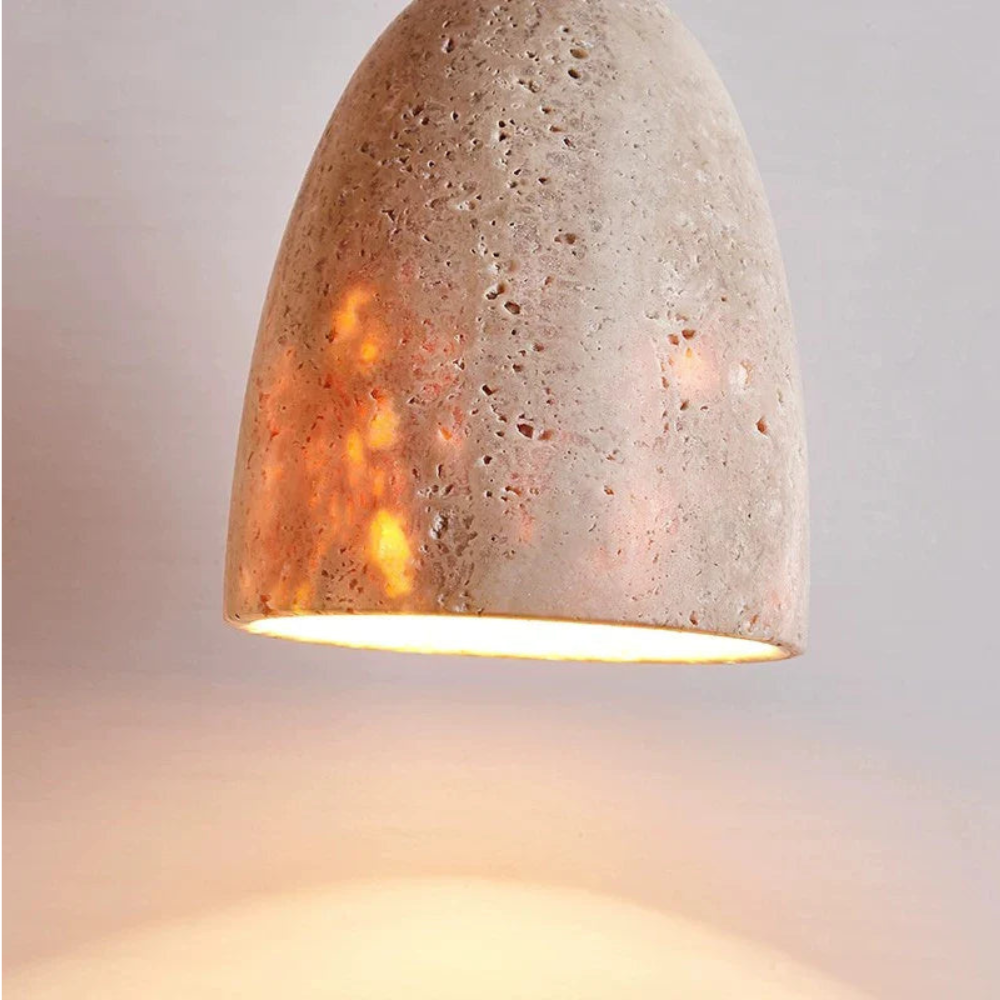 TerraLume – Pendant light with natural stone texture and warm glow