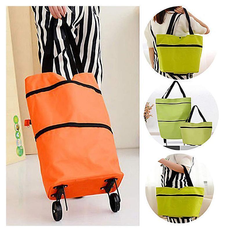 2 In 1 Folding Shopping Cart Tote Bag