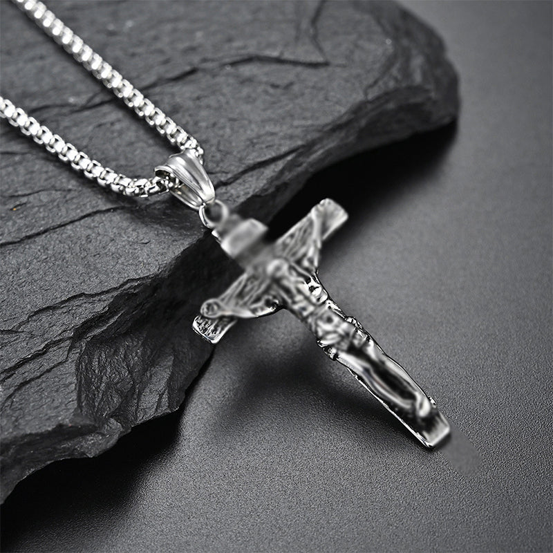 Titanium Steel Cross Pendant Necklace