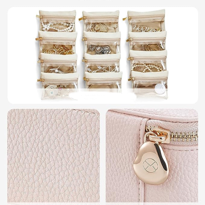 Leather jewelry box for travel