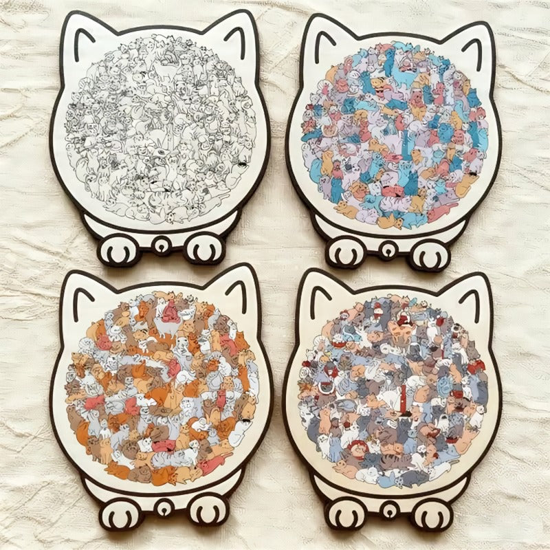 135-Piece Wooden Cat Puzzle