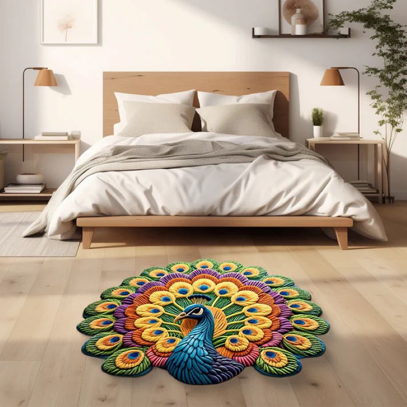Quick-drying non-slip peacock floor mat