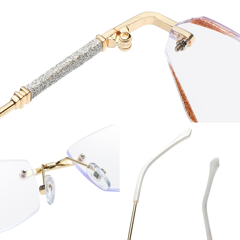 Fashionable rimless anti-blue light reading glasses