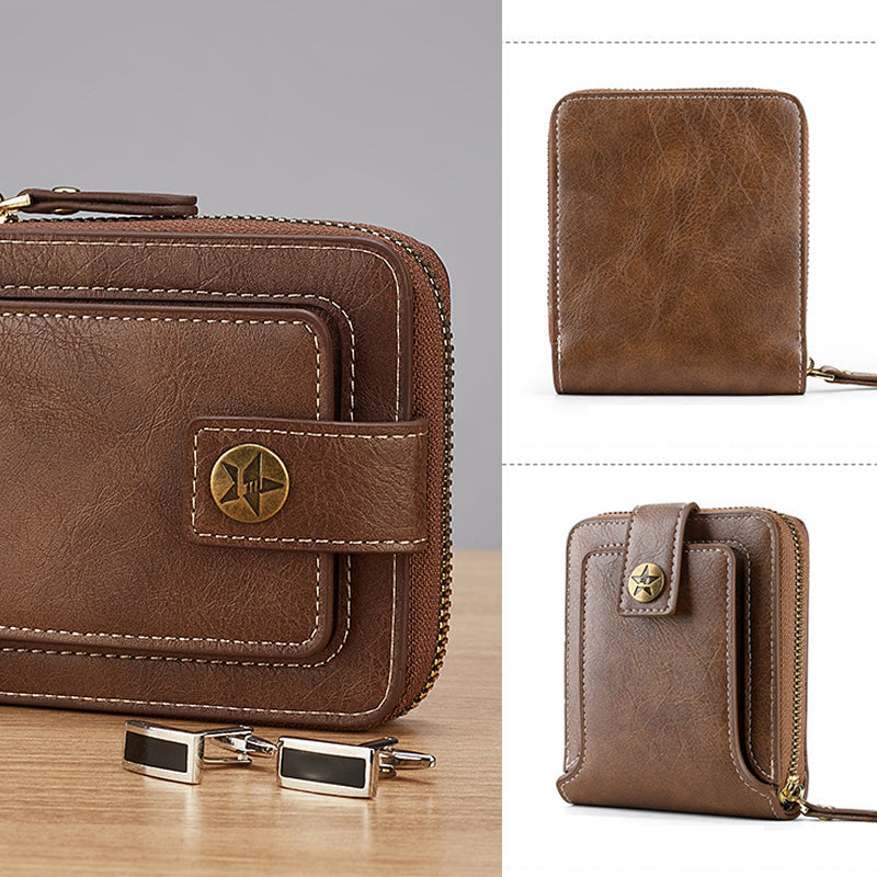 Men's New Short Fashion Multi-Cards Horizontal Zipper Wallet