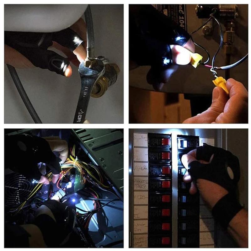 LED gloves with waterproof lighting