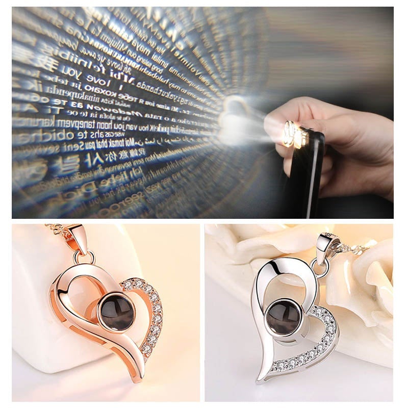 Love Projection Heart Necklace (I love you in 100 languages)