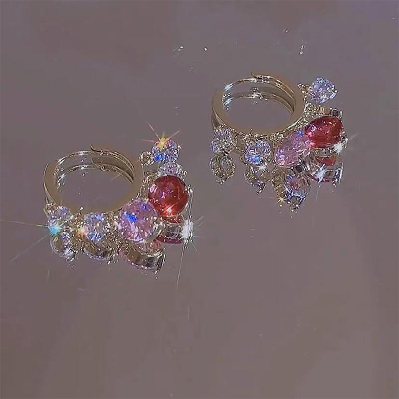 Gold Glitter Colorful Zircon Earrings