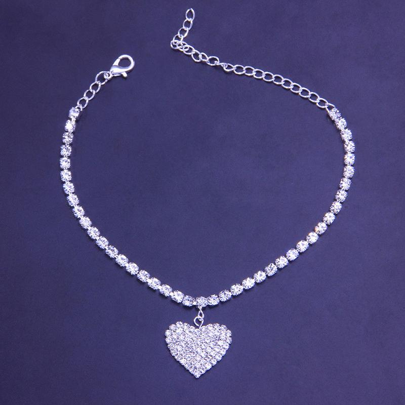 Fashion Heart Rhinestone Anklet