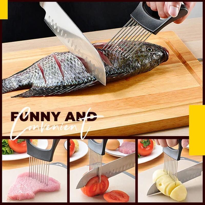 Stainless Steel Onion Cutter Holder, Food Slicers Assistant Tomato Slicer Holder