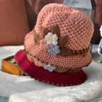 French Thick Women's Flower Knit Wool Hat