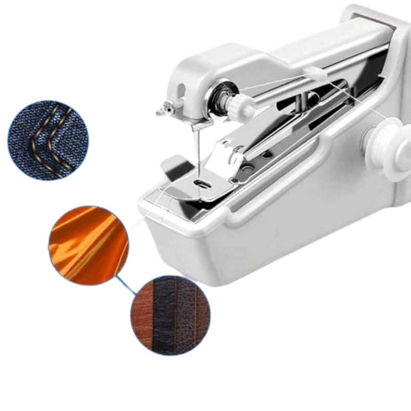 Portable handheld sewing machine for quick repairs