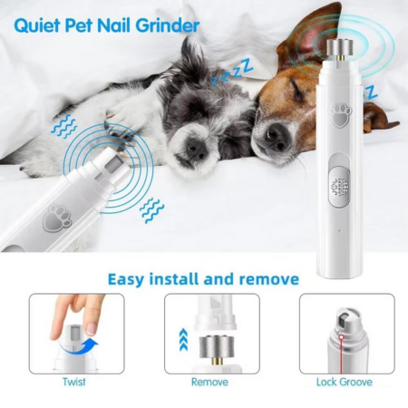 Rechargeable Electric Dog Nail Grinder with Polisher Wheel for Small and Large Pets